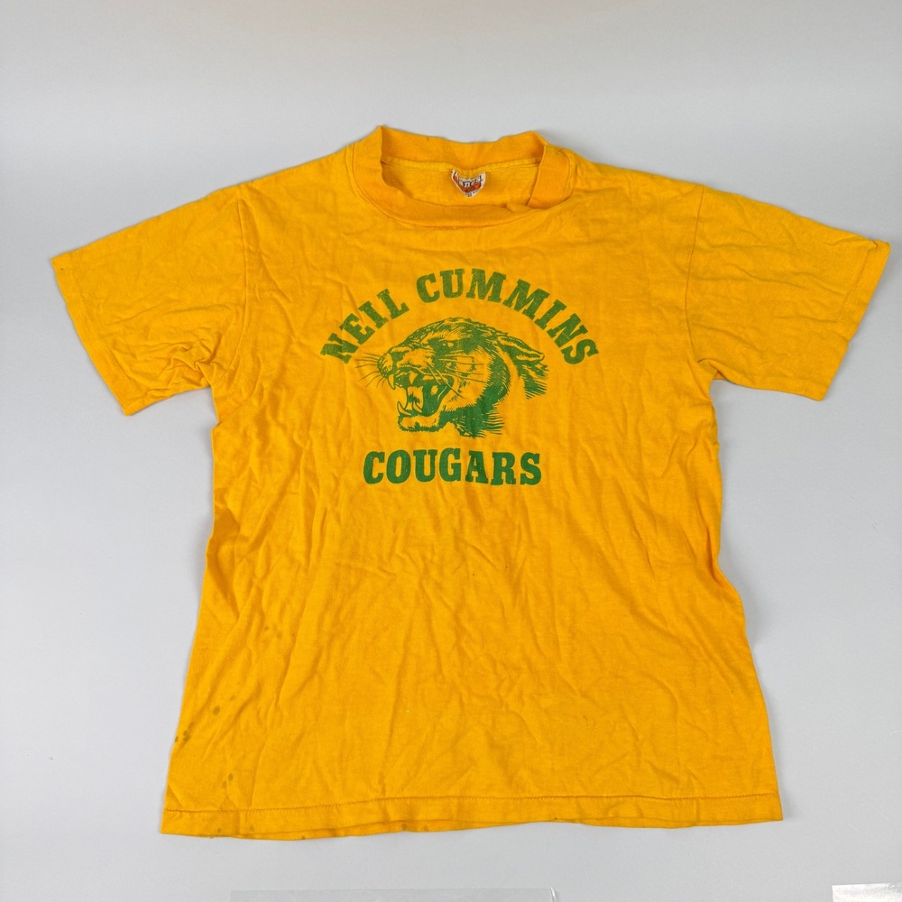 Nell Cummins Cougars Class of 1982 Vintage T Shirt Yellow Hanes Beefy T Medium‎